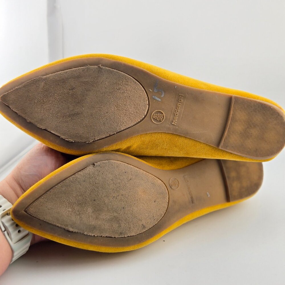 Madden Girl Jasmin Mustard Yellow Suede Pointed Toe Flats – Size 8.5 - Picture 10 of 12